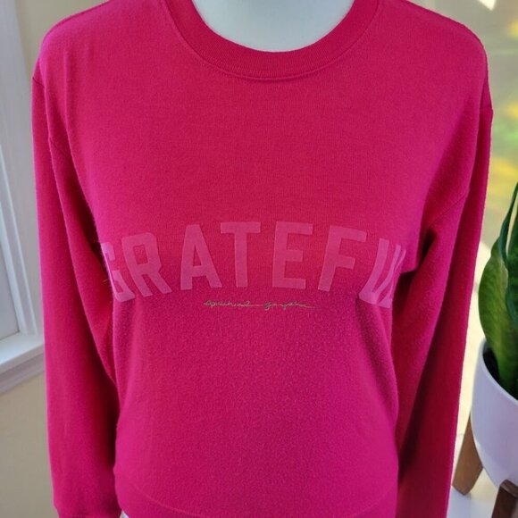 Spiritual Gangster Grateful Savasana Sweatshirt Lightweight Pink Sweater Size XS - Picture 3 of 15